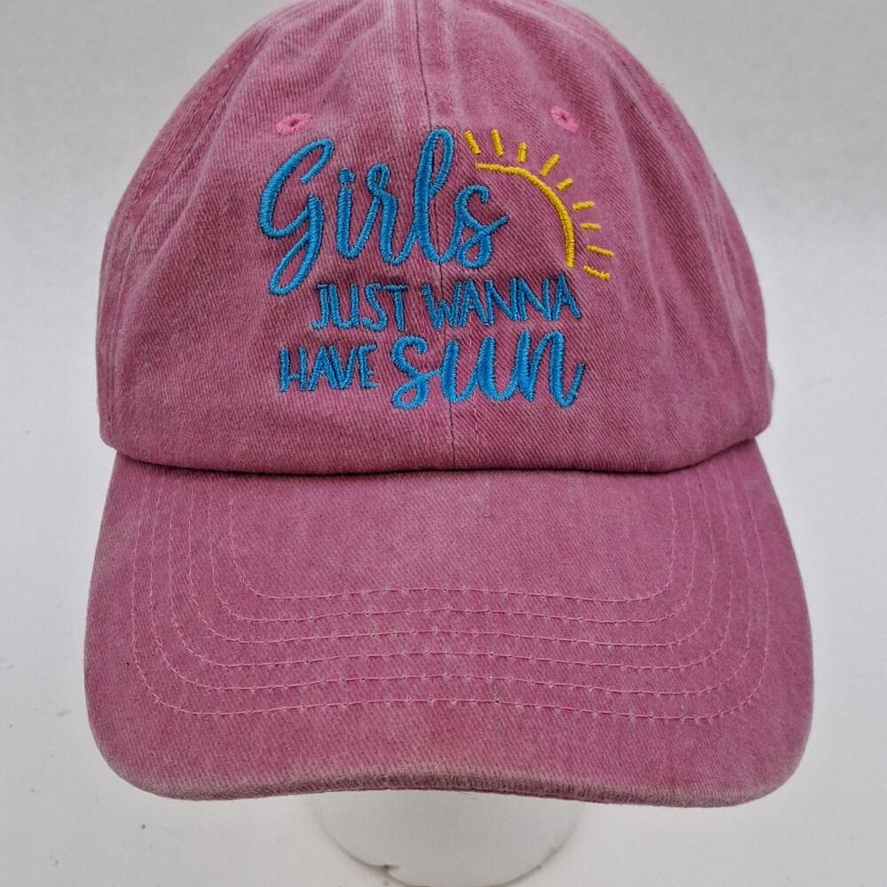 Madd Hatter Girls Just Wanna Have Sun Hat Cap Strap Back Adjustable Pink Womens